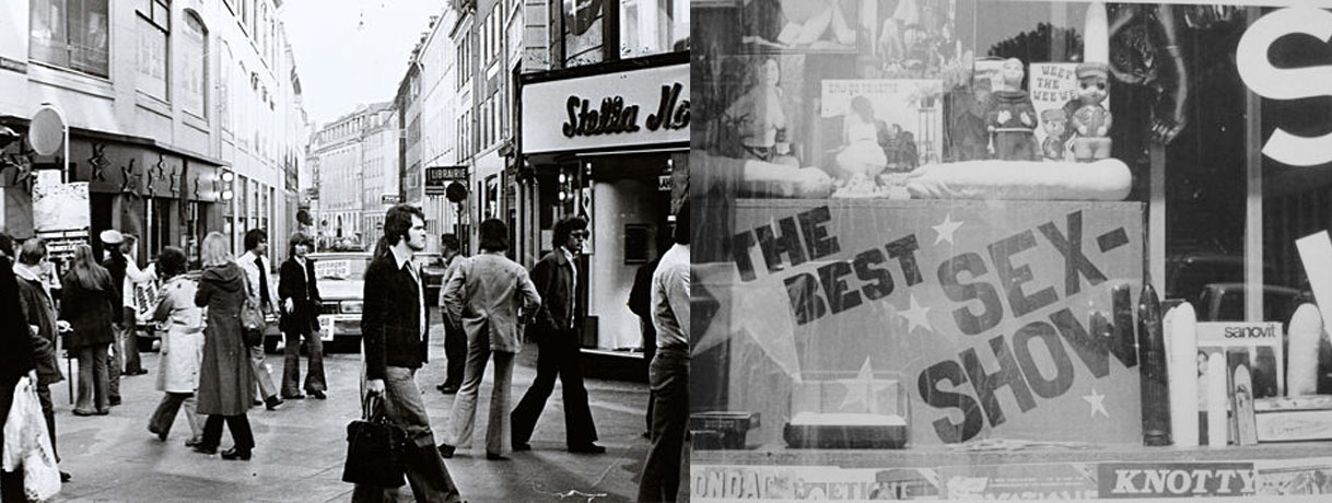 B&W Shopping Stroget and Sex Shop